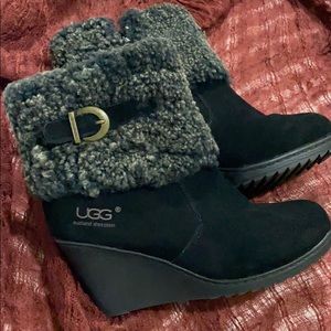 UGG black wedge bootie